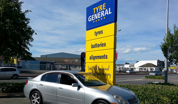 Tyre General Christchurch signage